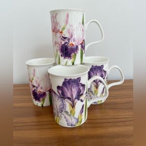 ROY KIRKHAM Set of 4 Iris Fine Bone China Mugs 2012 Made England Tea Time Gift